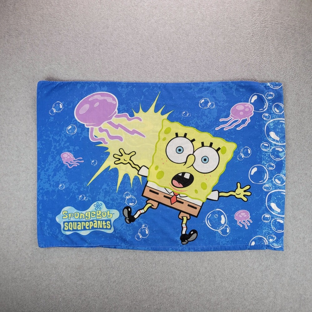 Nickelodeon SpongeBob SquarePants Pillowcase Unisex Standard Blue Vintage 2001